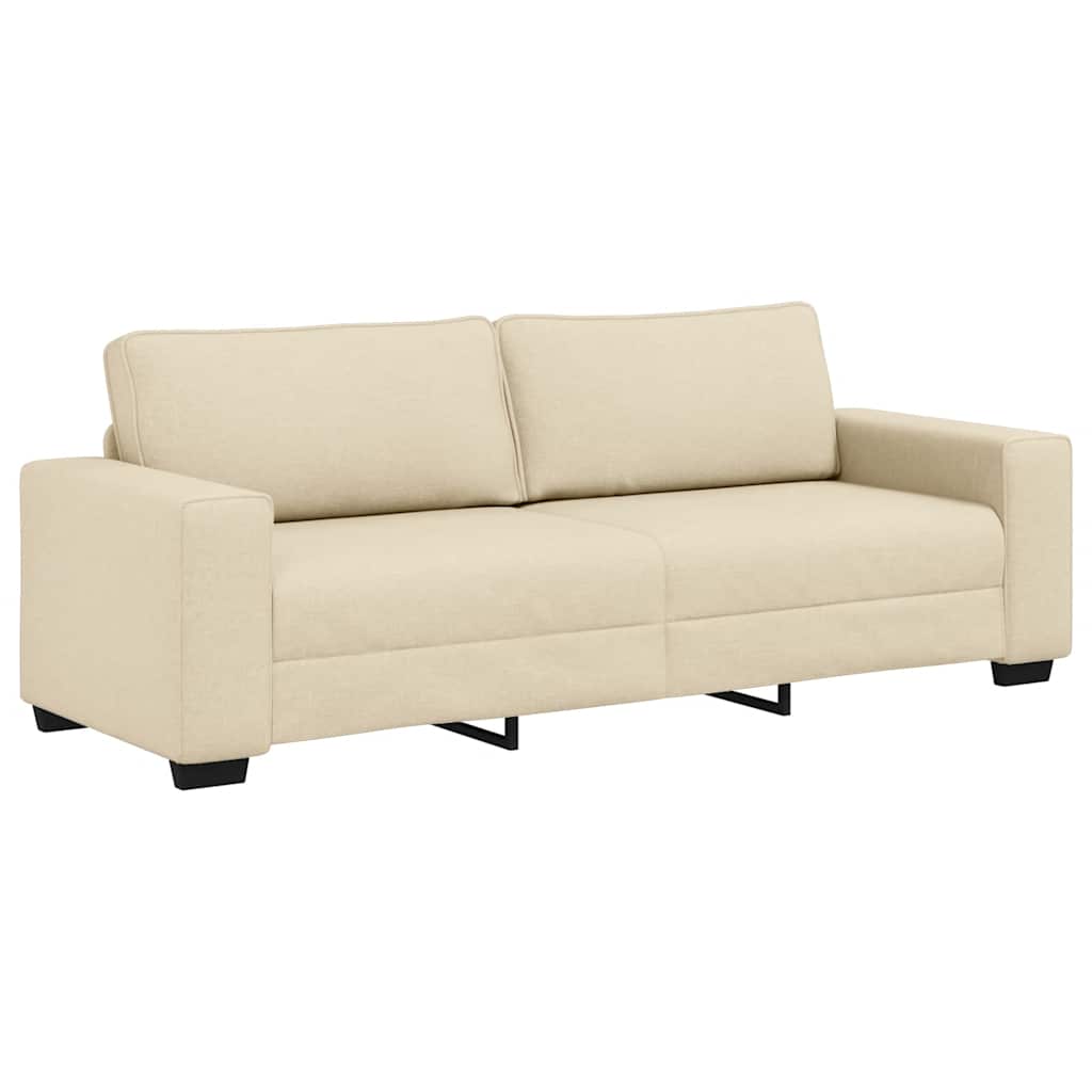 vidaXL Sofa 3-osobowa, kremowa, 220x77x82 cm, tkaniną