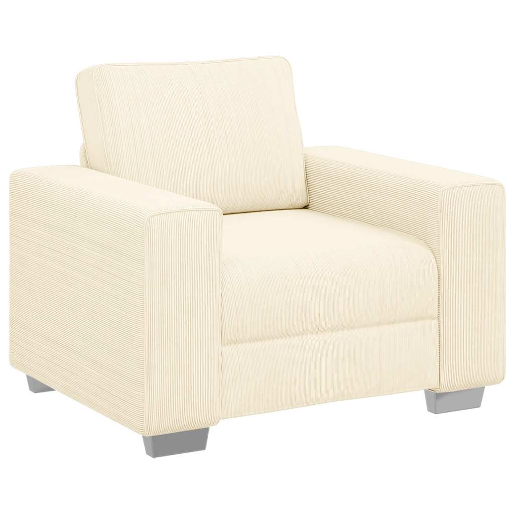 vidaXL Sofa Fotel Kremowy 100x77x82 cm Tkanina Kordowa