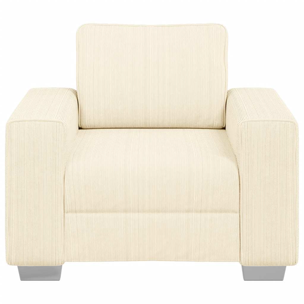 vidaXL Sofa Fotel Kremowy 100x77x82 cm Tkanina Kordowa