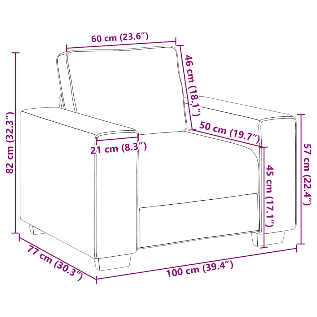 vidaXL Sofa Fotel Kremowy 100x77x82 cm Tkanina Kordowa