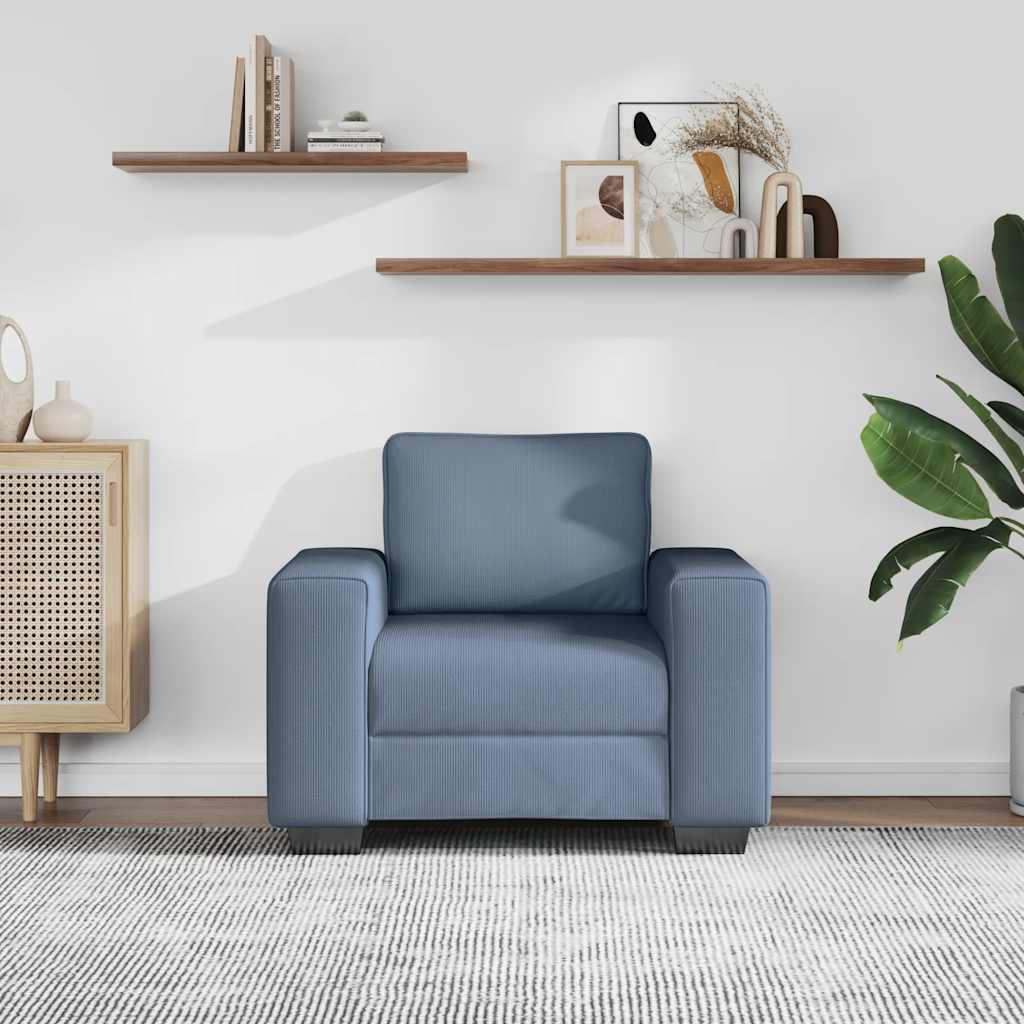 vidaXL Sofa Fotel Niebieski 100x77x82 cm Tkanina Corduroy