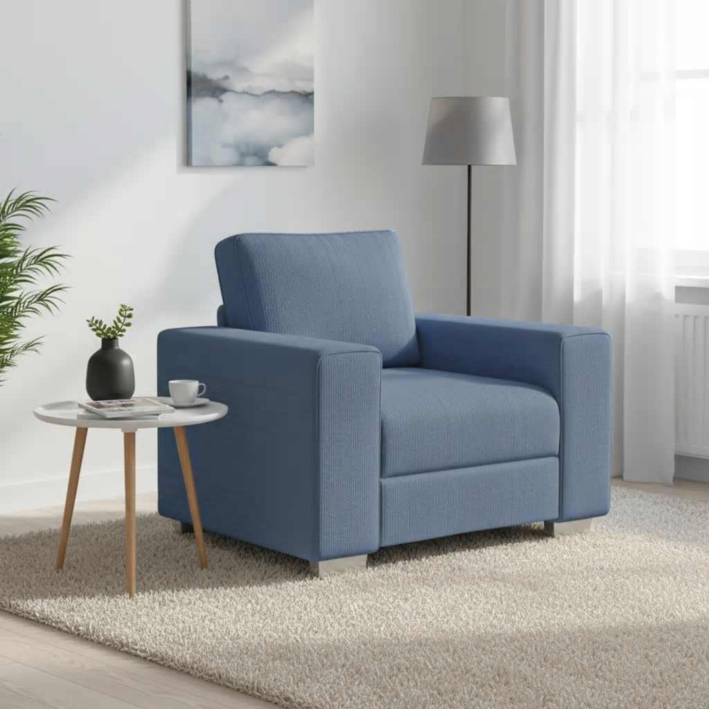 vidaXL Sofa Fotel Niebieski 100x77x82 cm Tkanina Corduroy