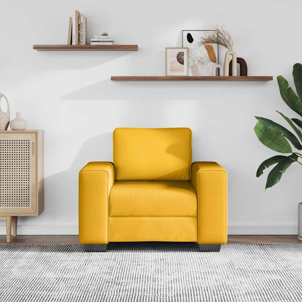 vidaXL Sofa Fotel Jasnożółty 100x77x82 cm Tkanina Corduroy