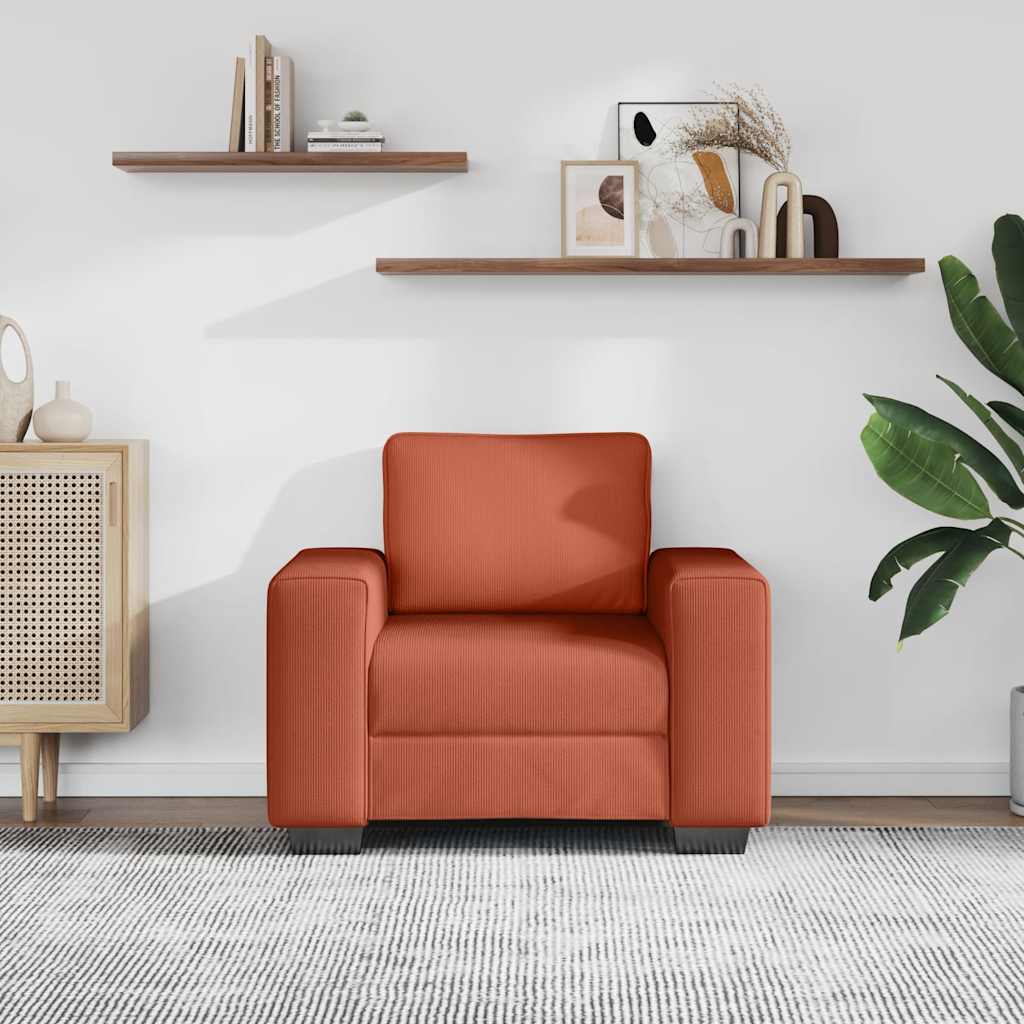 vidaXL Sofa Fotel Czerwony Pomarańczowy 100x77x82 cm Tkanina Kordowa