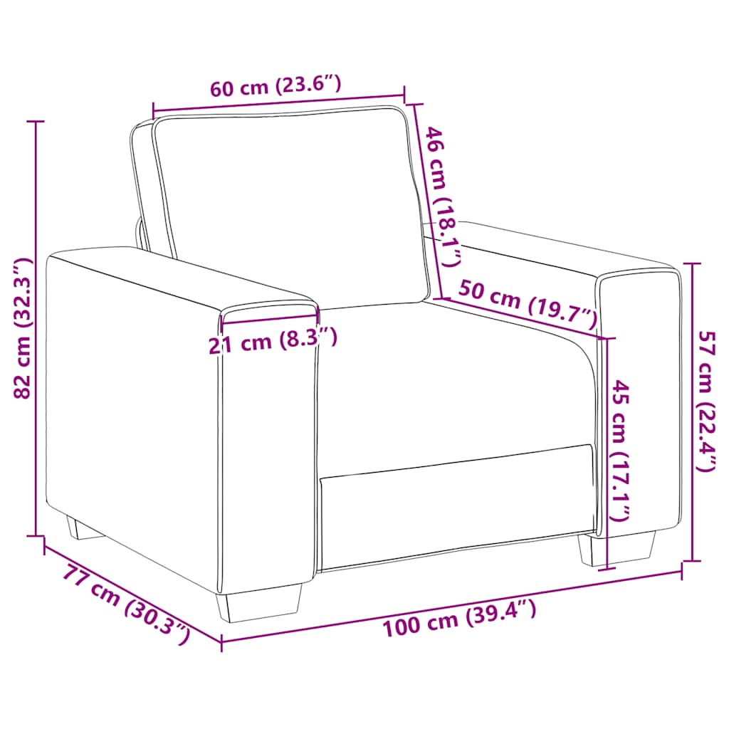 vidaXL Sofa Fotel Czerwony Pomarańczowy 100x77x82 cm Tkanina Kordowa