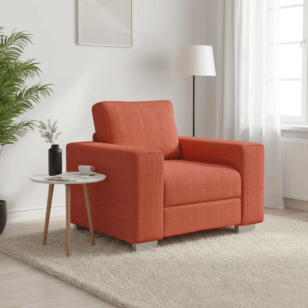 vidaXL Sofa Fotel Czerwony Pomarańczowy 100x77x82 cm Tkanina Kordowa