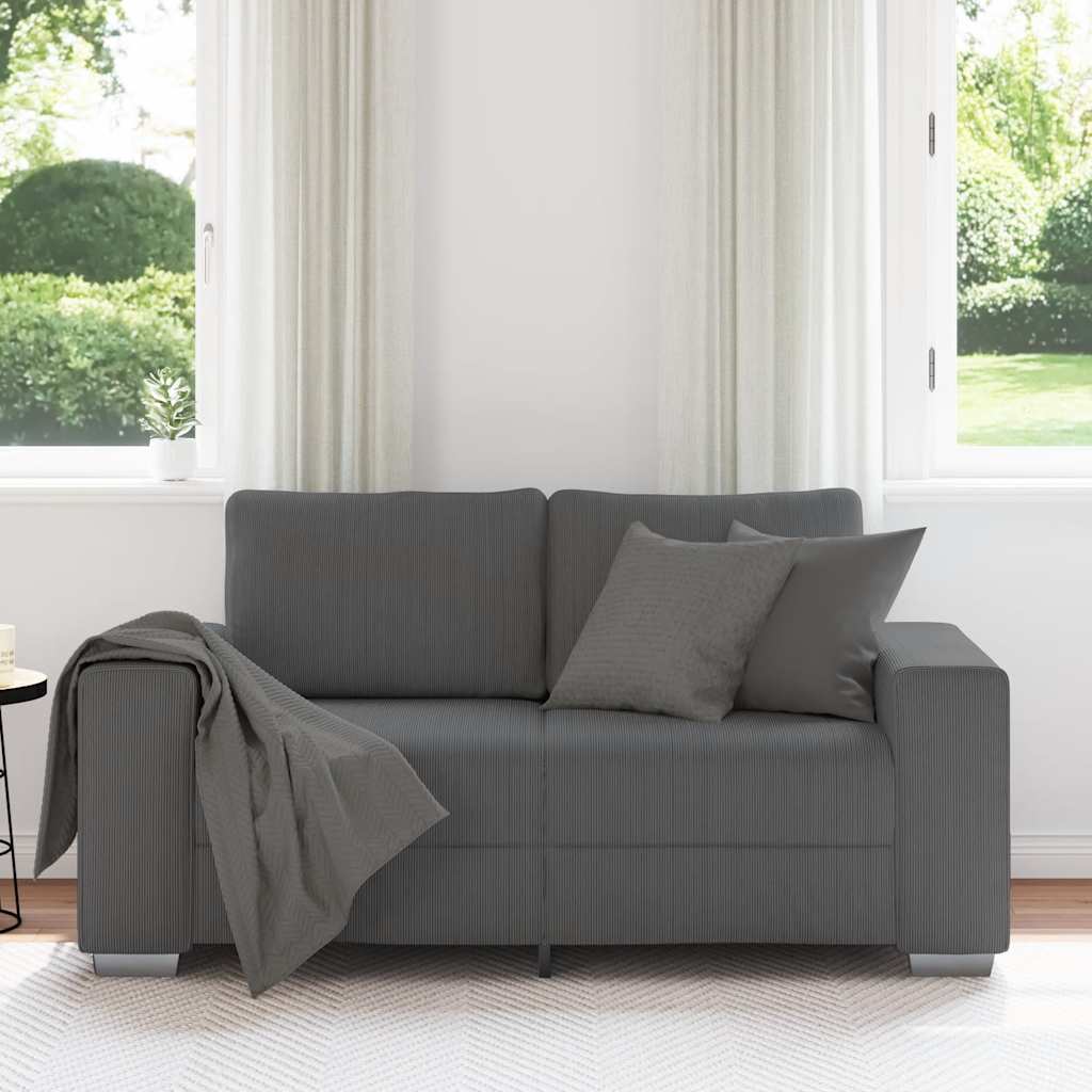 vidaXL Sofa dwuosobowa Ciemnoszara 160x77x82 cm Tkanina sztruksowa