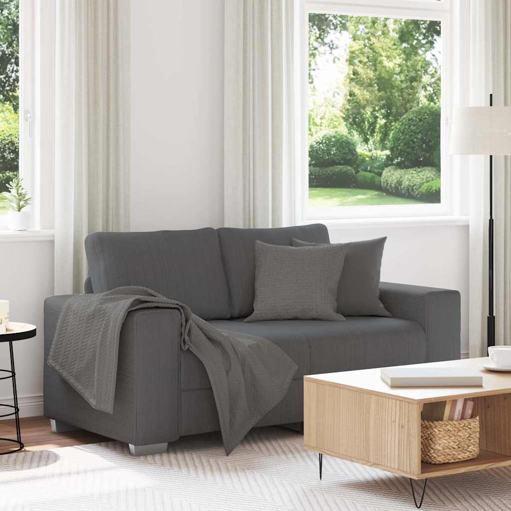 vidaXL Sofa dwuosobowa Ciemnoszara 160x77x82 cm Tkanina sztruksowa