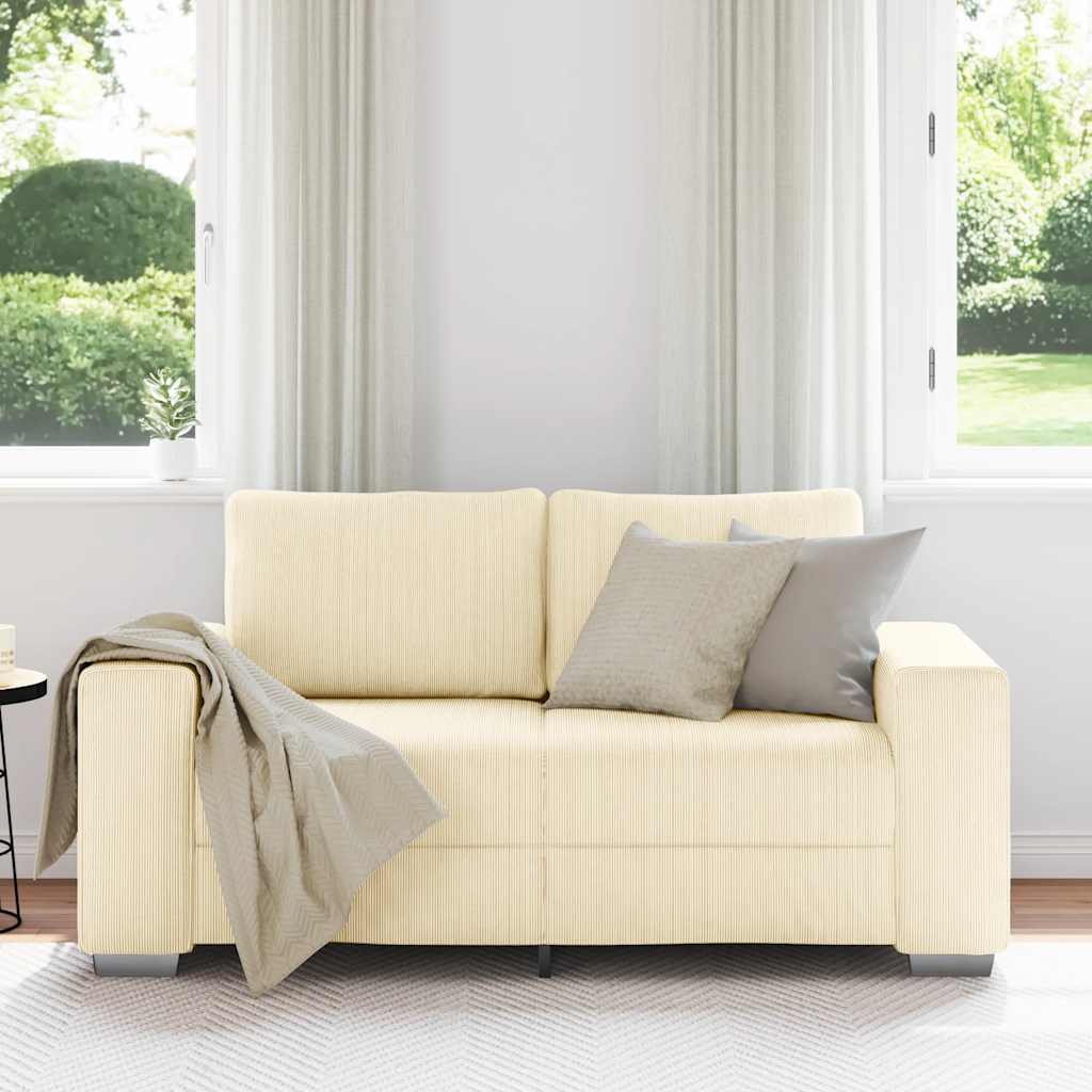 vidaXL Sofa dwuosobowa kremowa 160x77x82 cm Tkanina sztruksowa