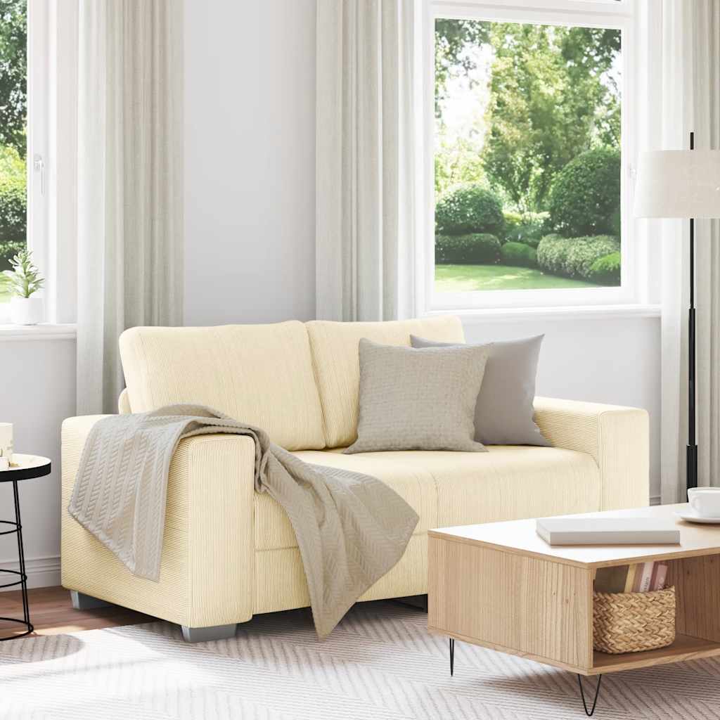 vidaXL Sofa dwuosobowa kremowa 160x77x82 cm Tkanina sztruksowa