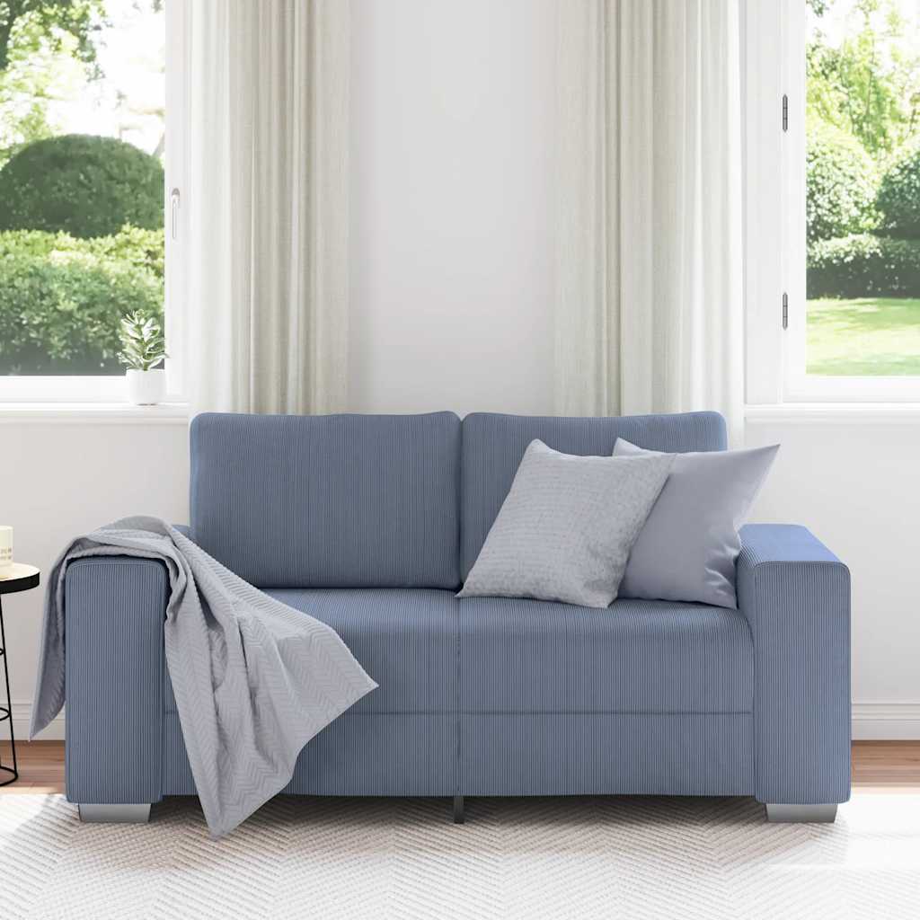 vidaXL Sofa dwuosobowa niebieska 160x77x82 cm tkanina sztruksowa