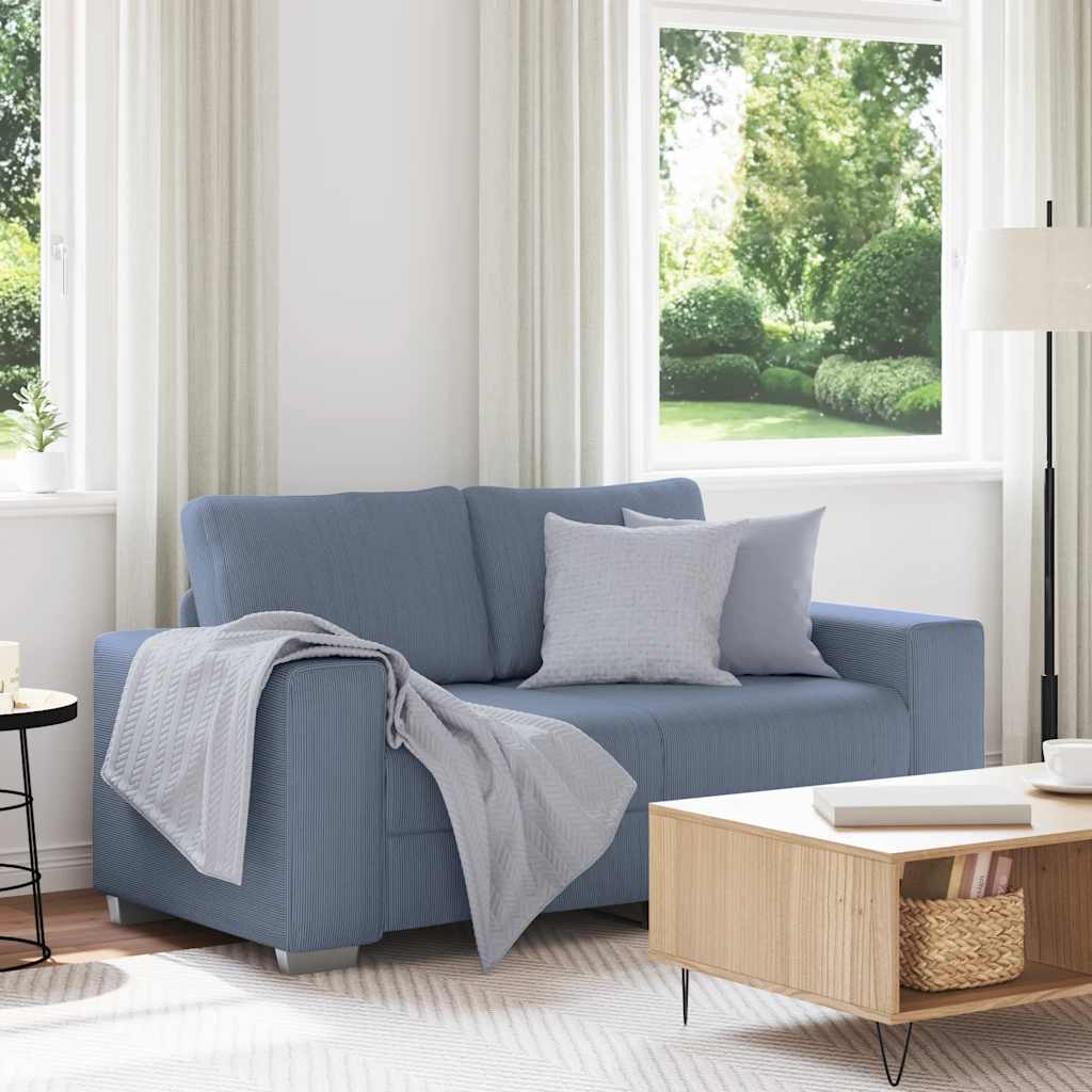 vidaXL Sofa dwuosobowa niebieska 160x77x82 cm tkanina sztruksowa