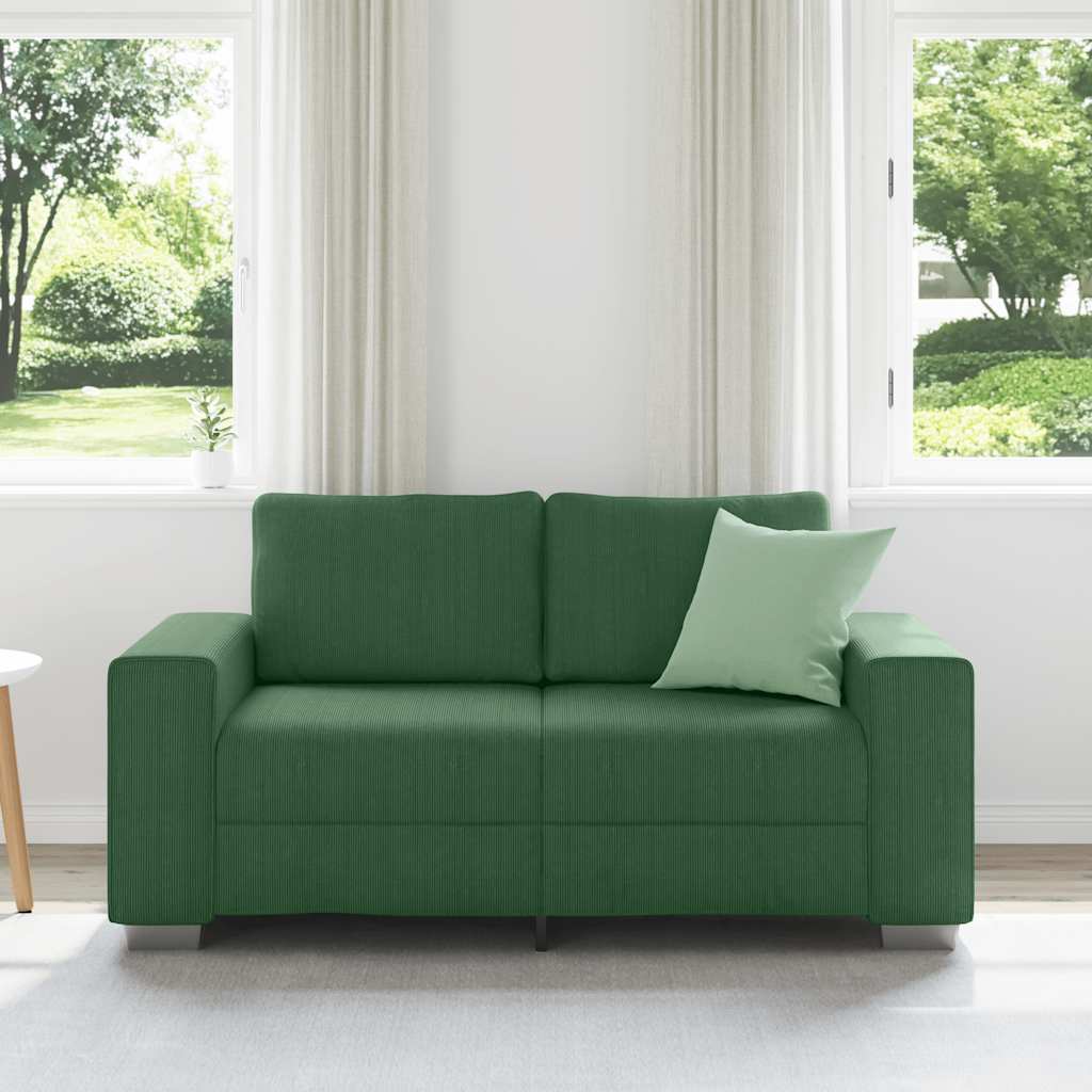 vidaXL Sofa dwuosobowa ciemnozielona 160x77x82 cm Tkanina sztruksowa
