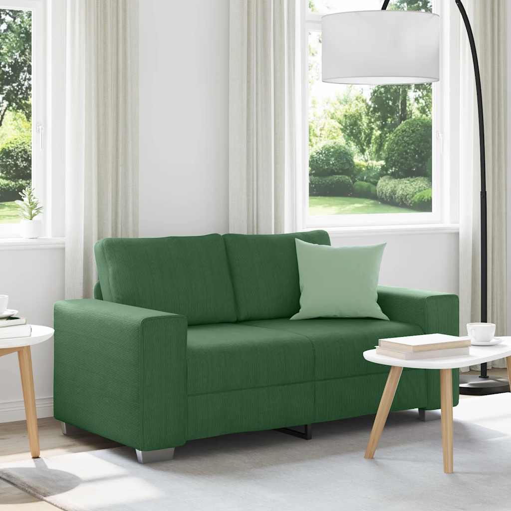 vidaXL Sofa dwuosobowa ciemnozielona 160x77x82 cm Tkanina sztruksowa