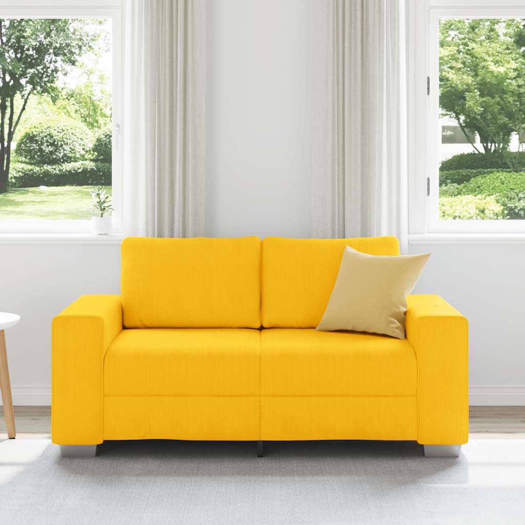 vidaXL Sofa dwuosobowa jasnożółta 160x77x82 cm Tkanina sztruksowa