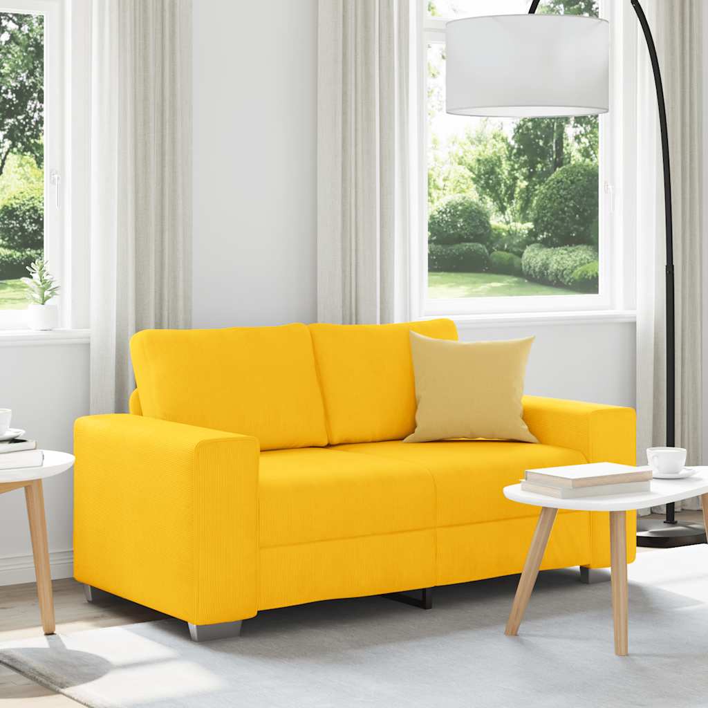 vidaXL Sofa dwuosobowa jasnożółta 160x77x82 cm Tkanina sztruksowa