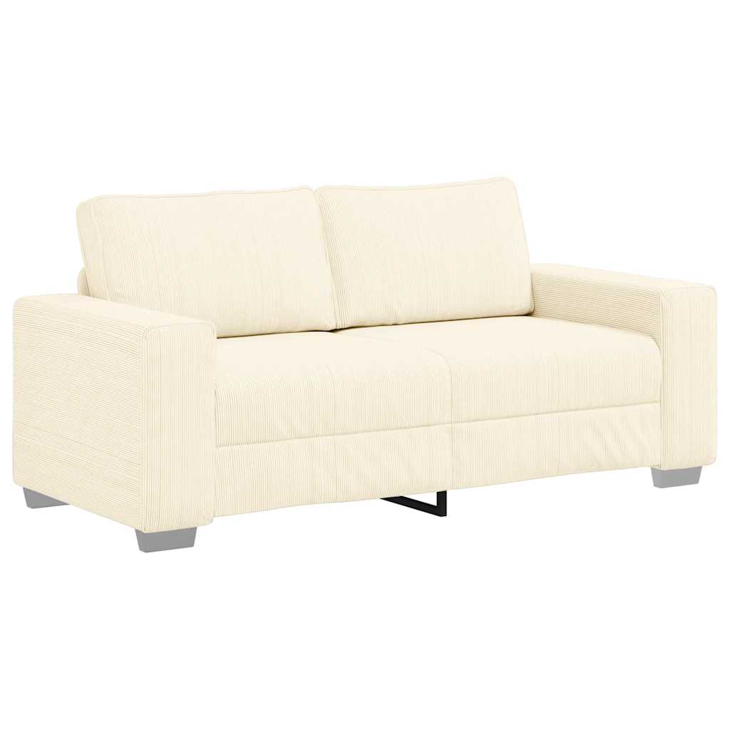 vidaXL Sofa dwuosobowa, kremowa, 180x77x82 cm, tkanina sztruksowa
