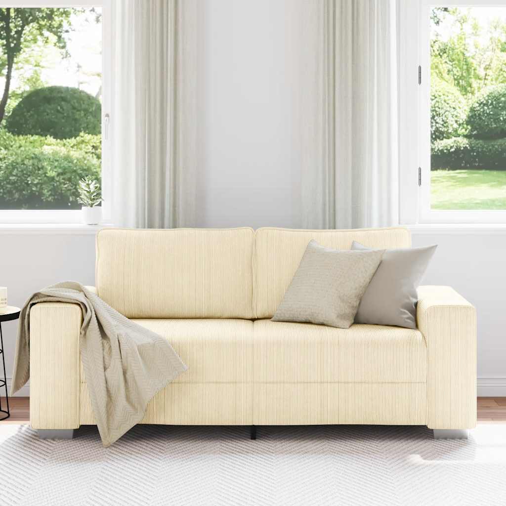 vidaXL Sofa dwuosobowa, kremowa, 180x77x82 cm, tkanina sztruksowa