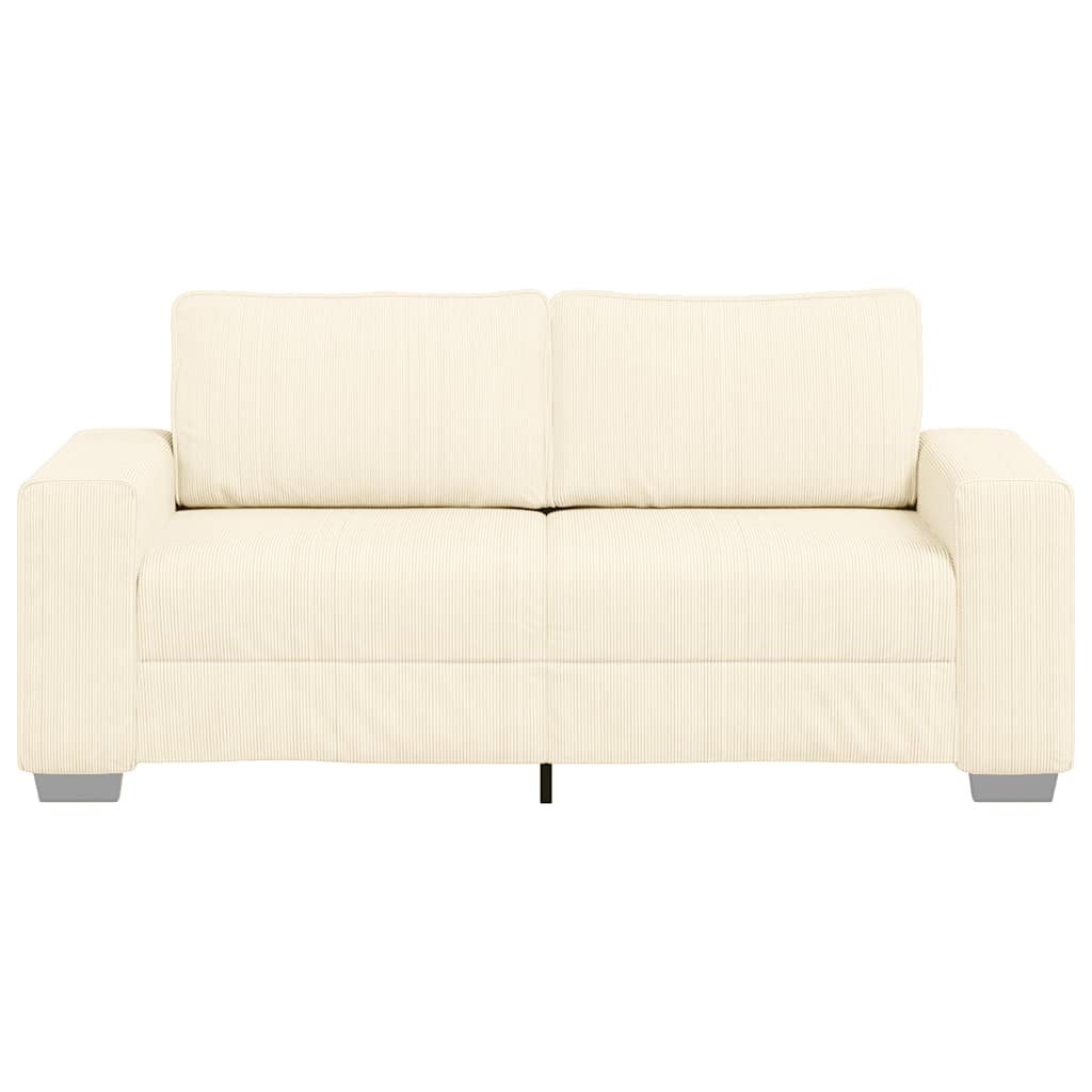 vidaXL Sofa dwuosobowa, kremowa, 180x77x82 cm, tkanina sztruksowa