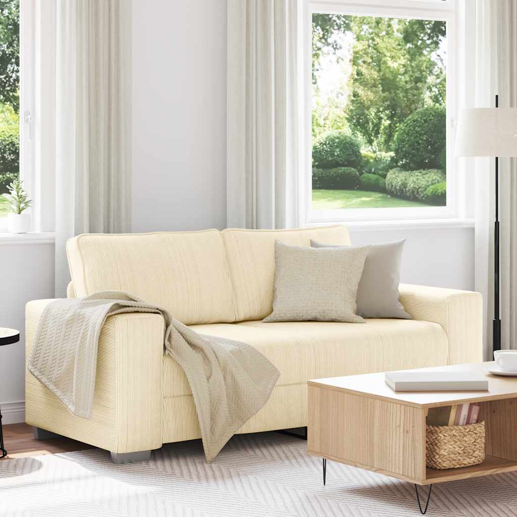 vidaXL Sofa dwuosobowa, kremowa, 180x77x82 cm, tkanina sztruksowa
