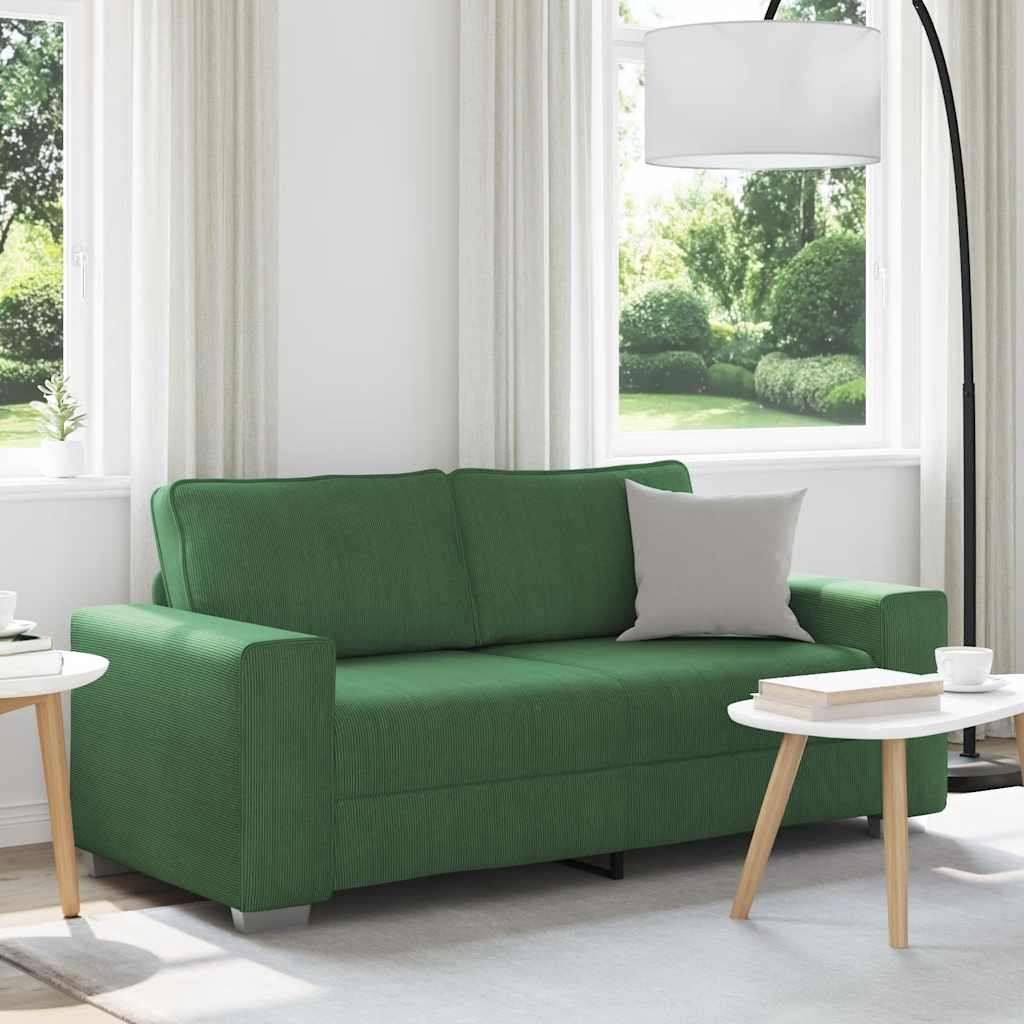 vidaXL Sofa dwuosobowa, ciemnozielona, 180x77x82 cm, tkanina sztruksowa