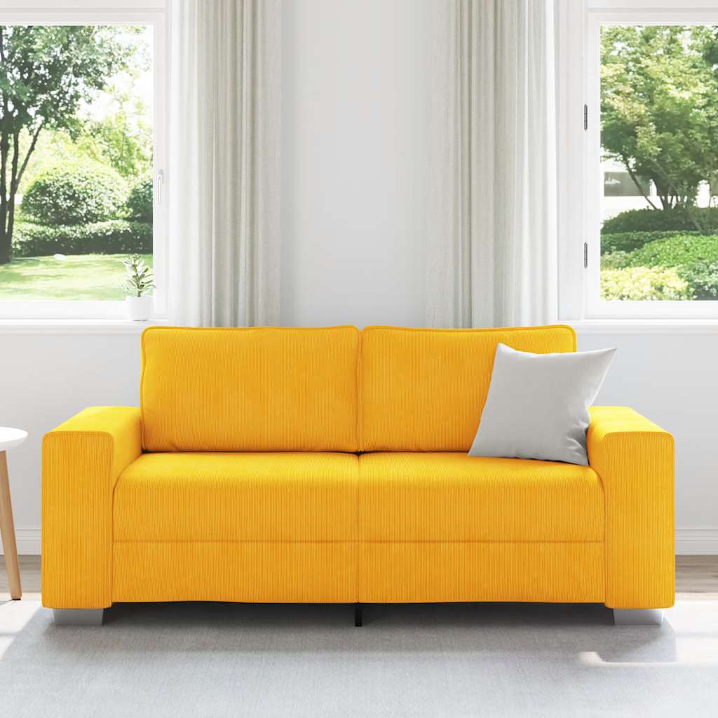 vidaXL Sofa dwuosobowa, jasnożółta, 180x77x82 cm, tkanina sztruksowa