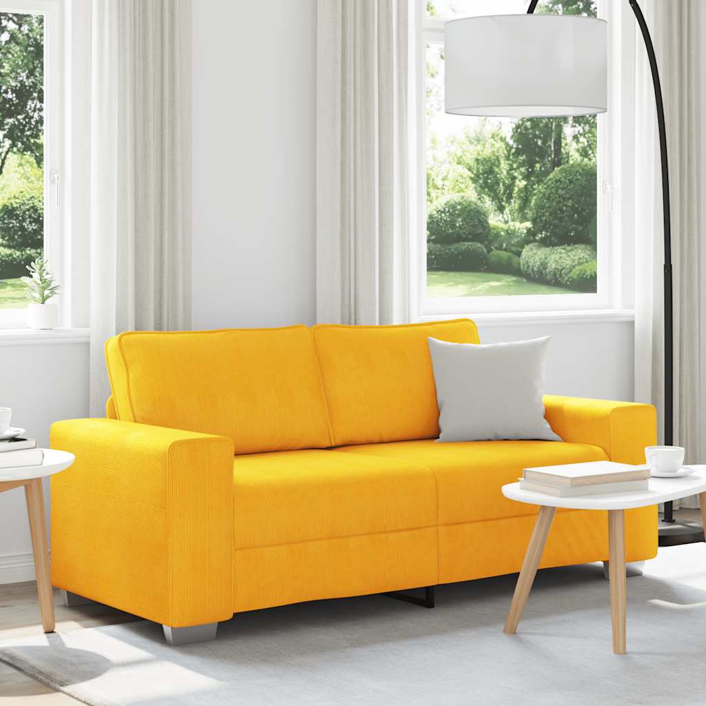 vidaXL Sofa dwuosobowa, jasnożółta, 180x77x82 cm, tkanina sztruksowa
