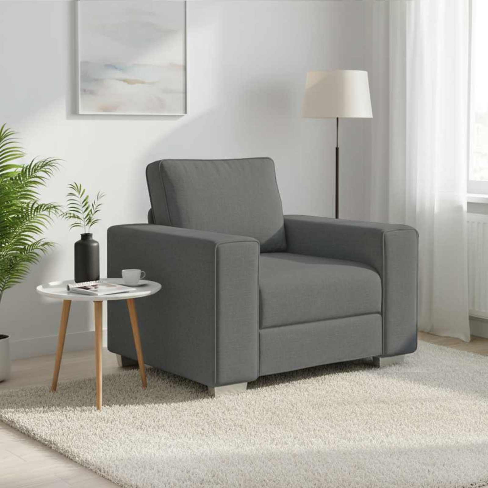 vidaXL Fotel Ciemnoszary 100 cm tkanina