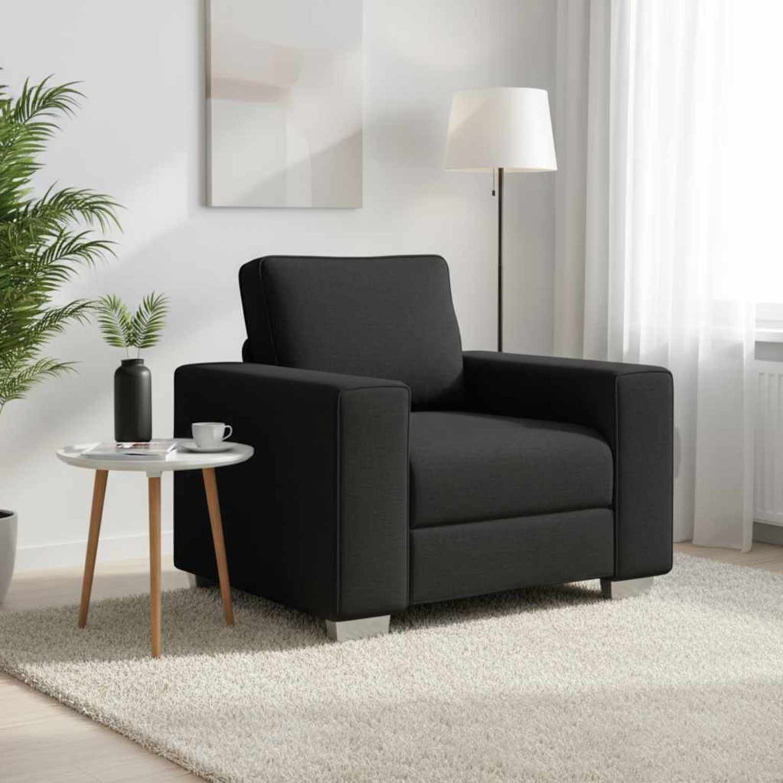 vidaXL Fotel Czarny 100 cm tkanina