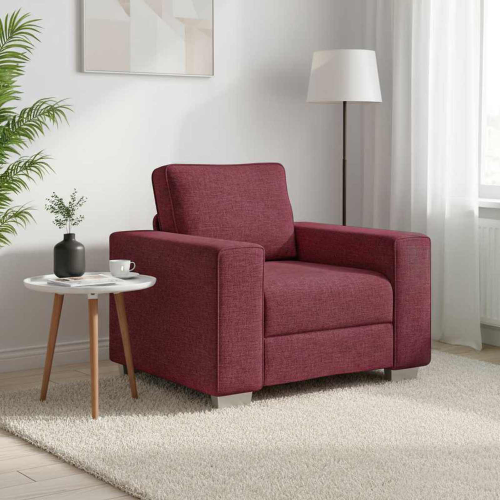 vidaXL Fotel Czerwone wino 100 cm tkanina