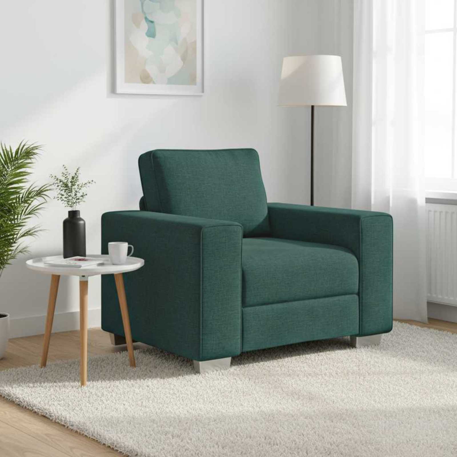 vidaXL Fotel Ciemna zieleń 100 cm tkanina