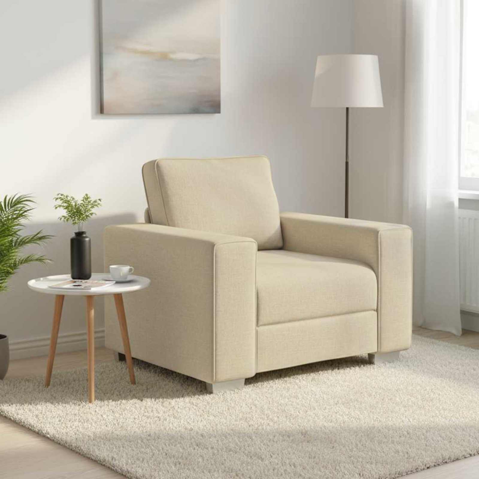 vidaXL Fotel Kremowy 100 cm tkanina