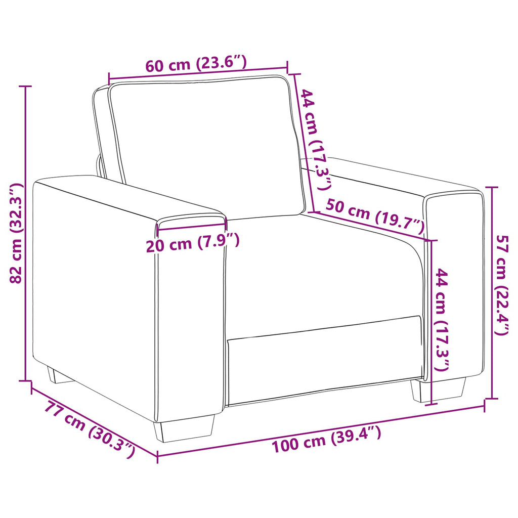 vidaXL Fotel Szary chmur 100 cm tkanina