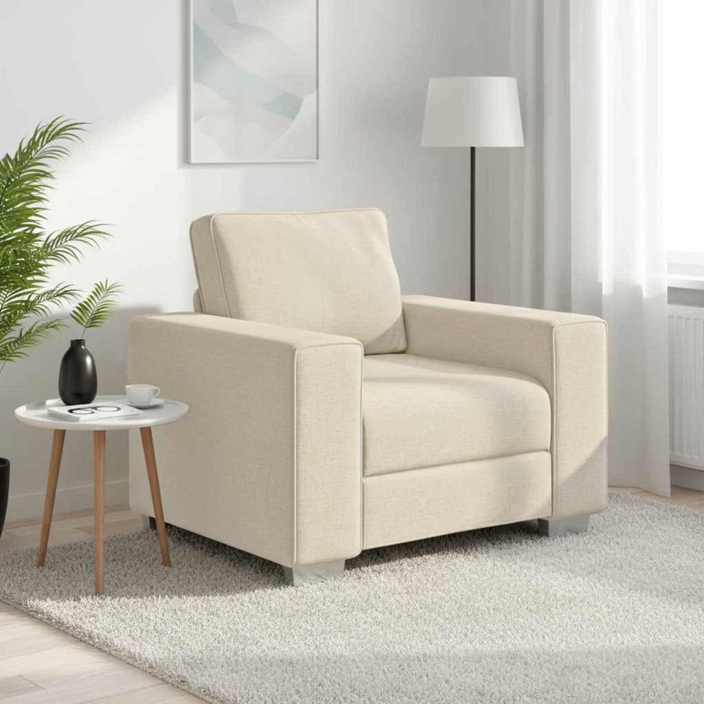 vidaXL Fotel Beżowy 100 cm Tkanina lniana