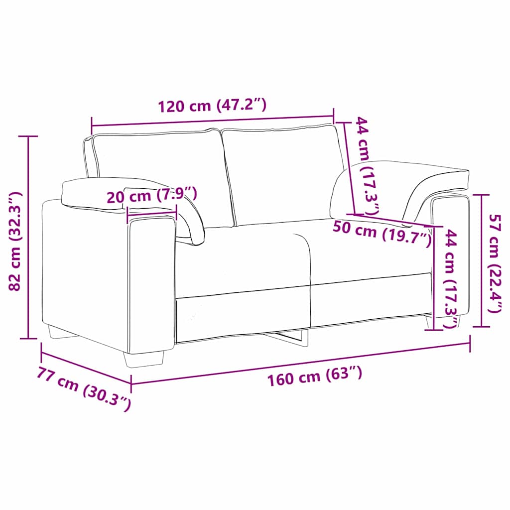 vidaXL Sofa dwuosobowa Czarny 160 cm tkanina