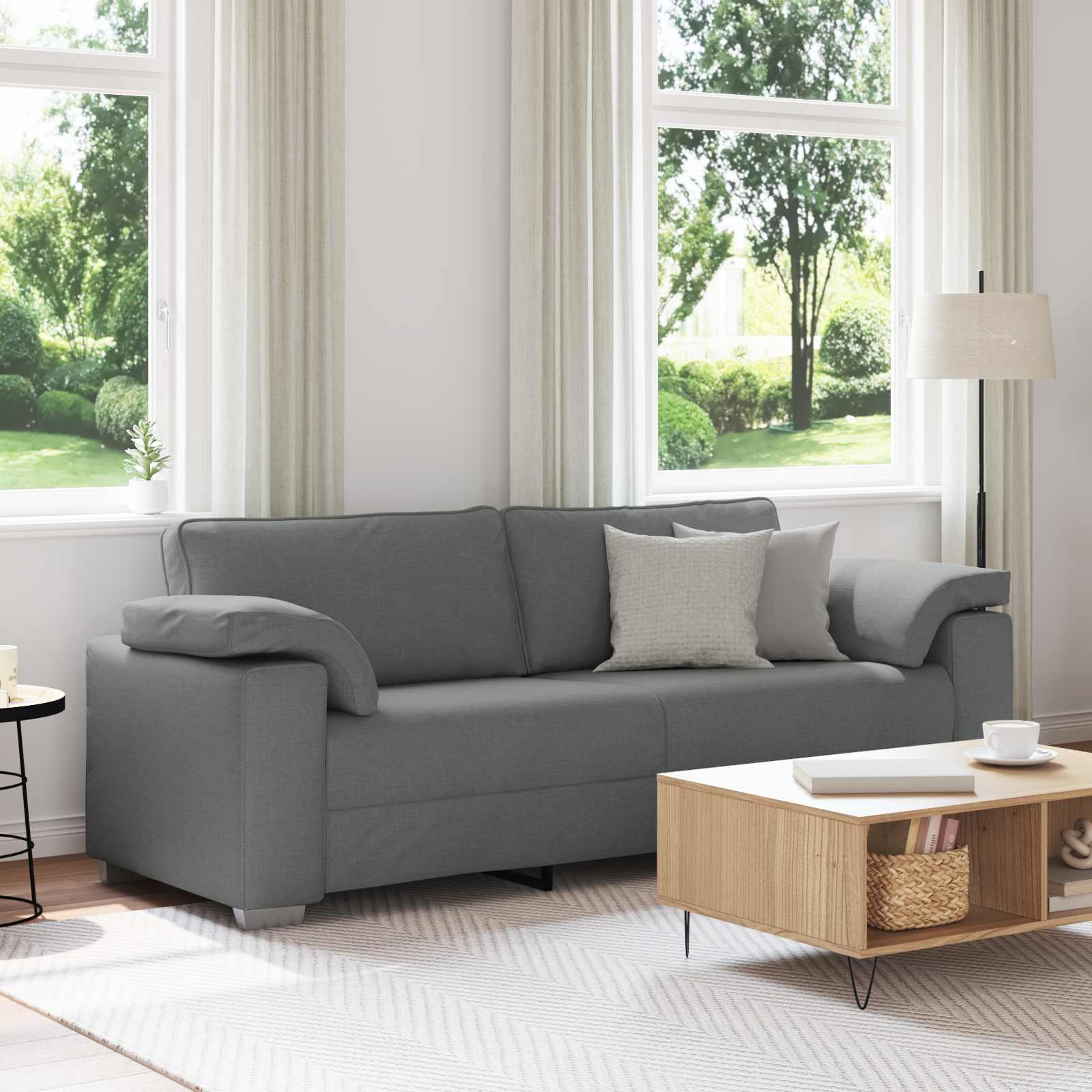 vidaXL Sofa 3-osobowa Ciemnoszary 220 cm tkanina
