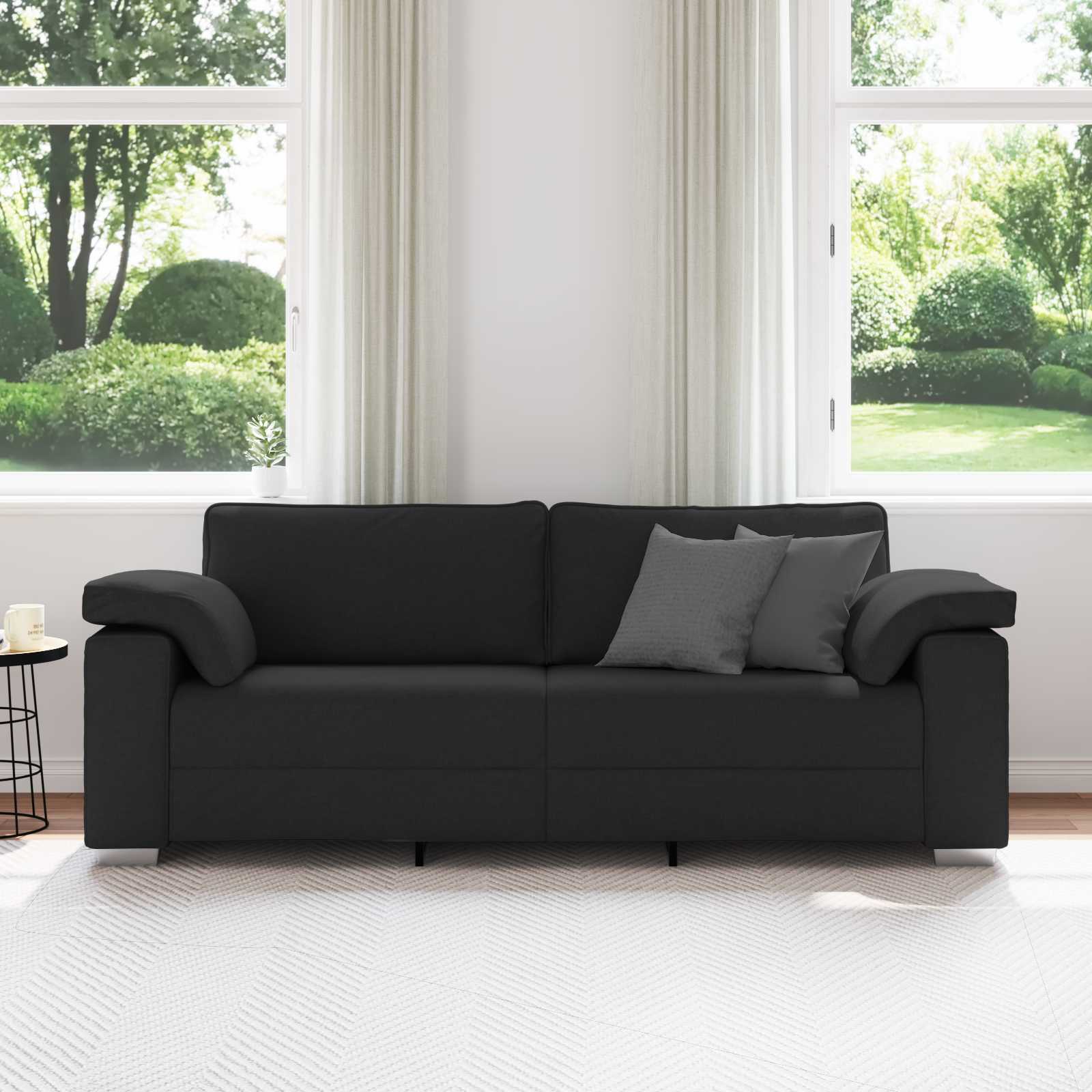 vidaXL Sofa 3-osobowa Czarny 220 cm tkanina