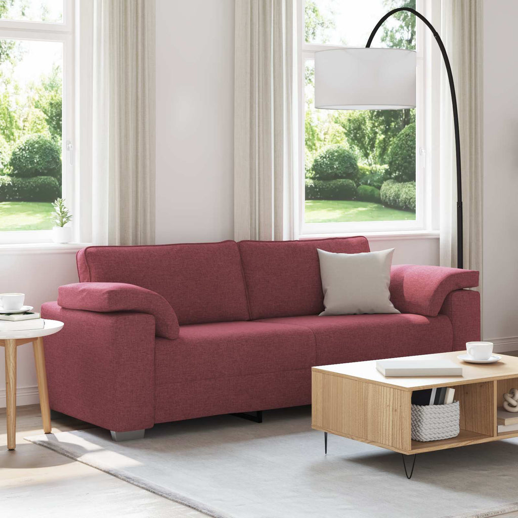 vidaXL Sofa 3-osobowa Czerwone wino 220 cm tkanina