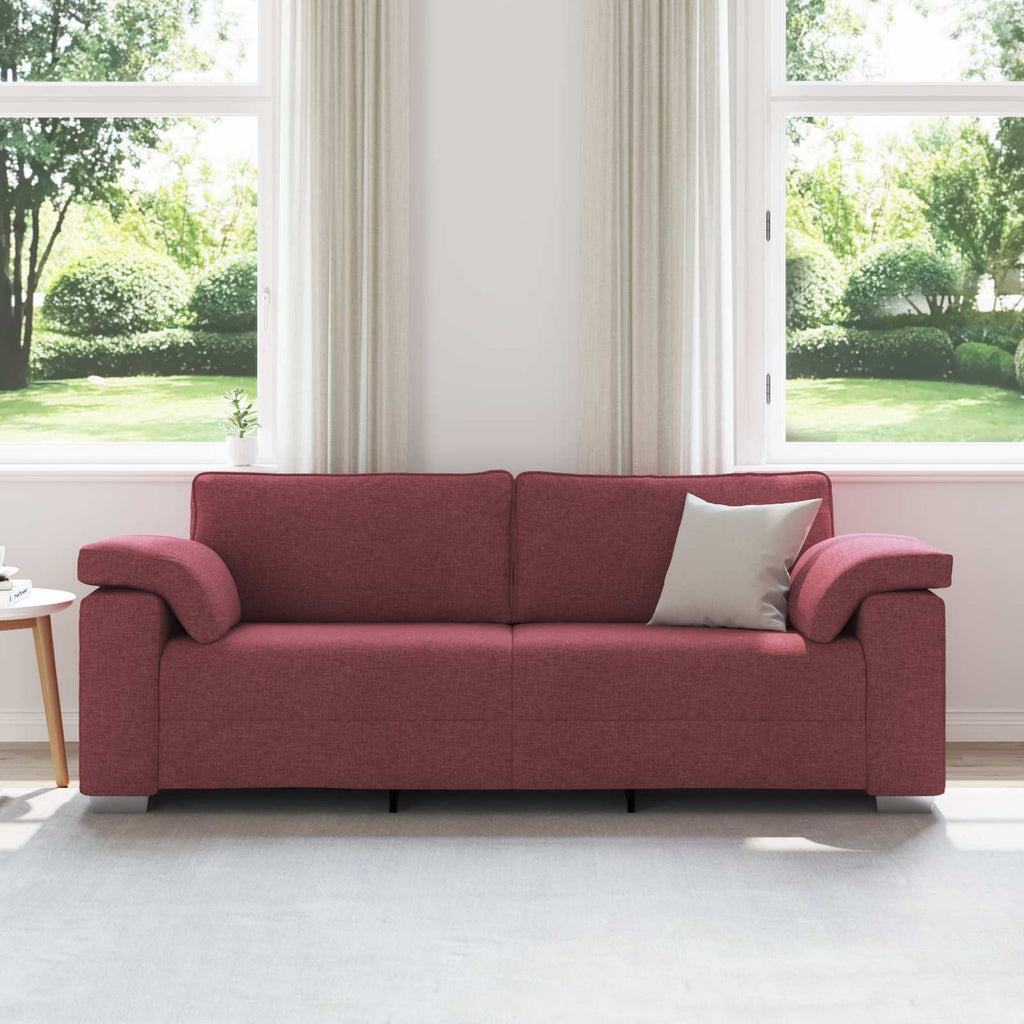 vidaXL Sofa 3-osobowa Czerwone wino 220 cm tkanina