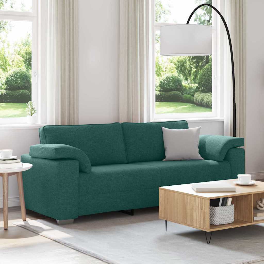 vidaXL Sofa 3-osobowa Ciemna zieleń 220 cm tkanina