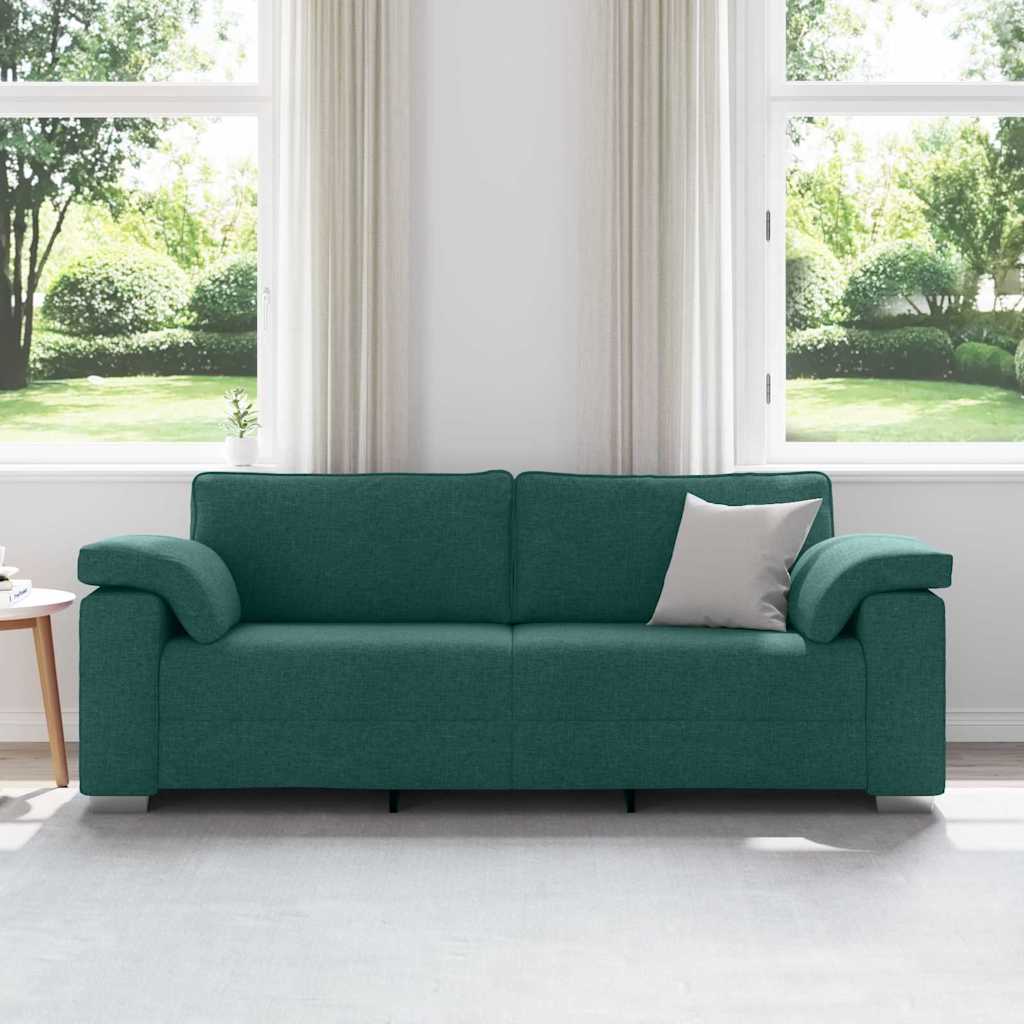 vidaXL Sofa 3-osobowa Ciemna zieleń 220 cm tkanina