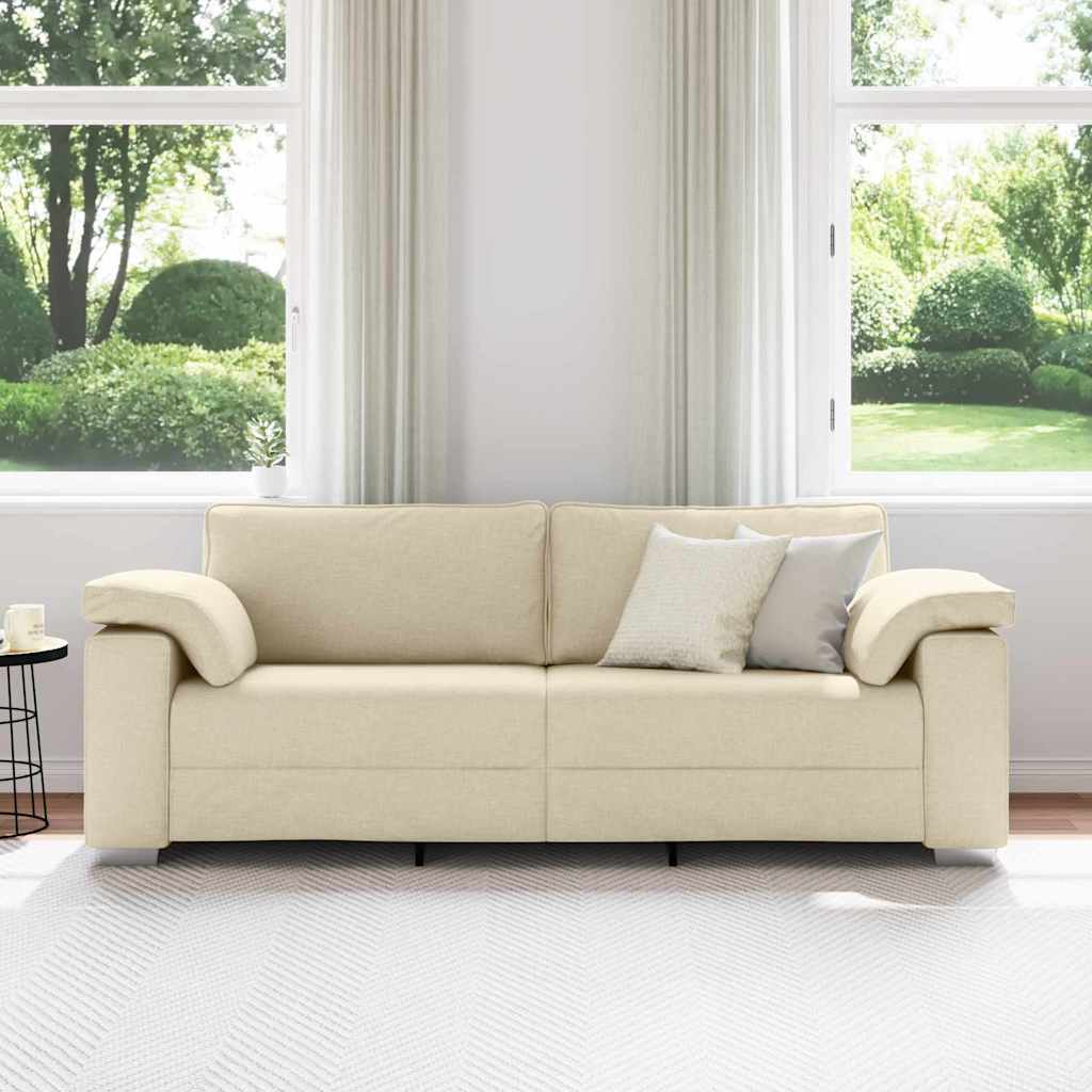 vidaXL Sofa 3-osobowa Kremowy 220 cm tkanina