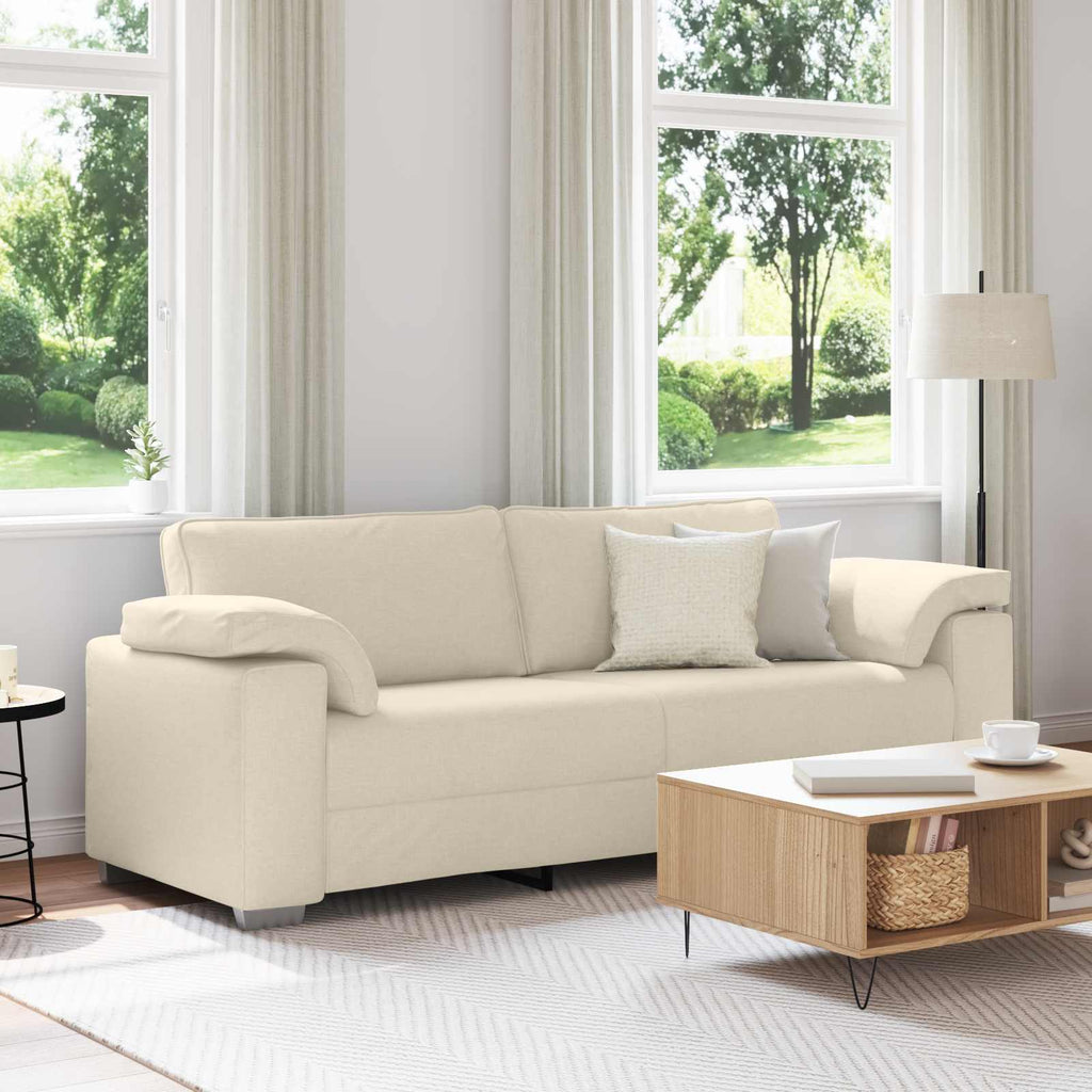 vidaXL Sofa 3-osobowa Beżowy 220 cm Tkanina lniana