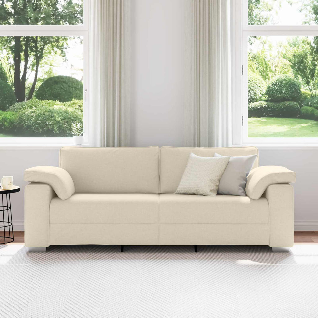 vidaXL Sofa 3-osobowa Beżowy 220 cm Tkanina lniana