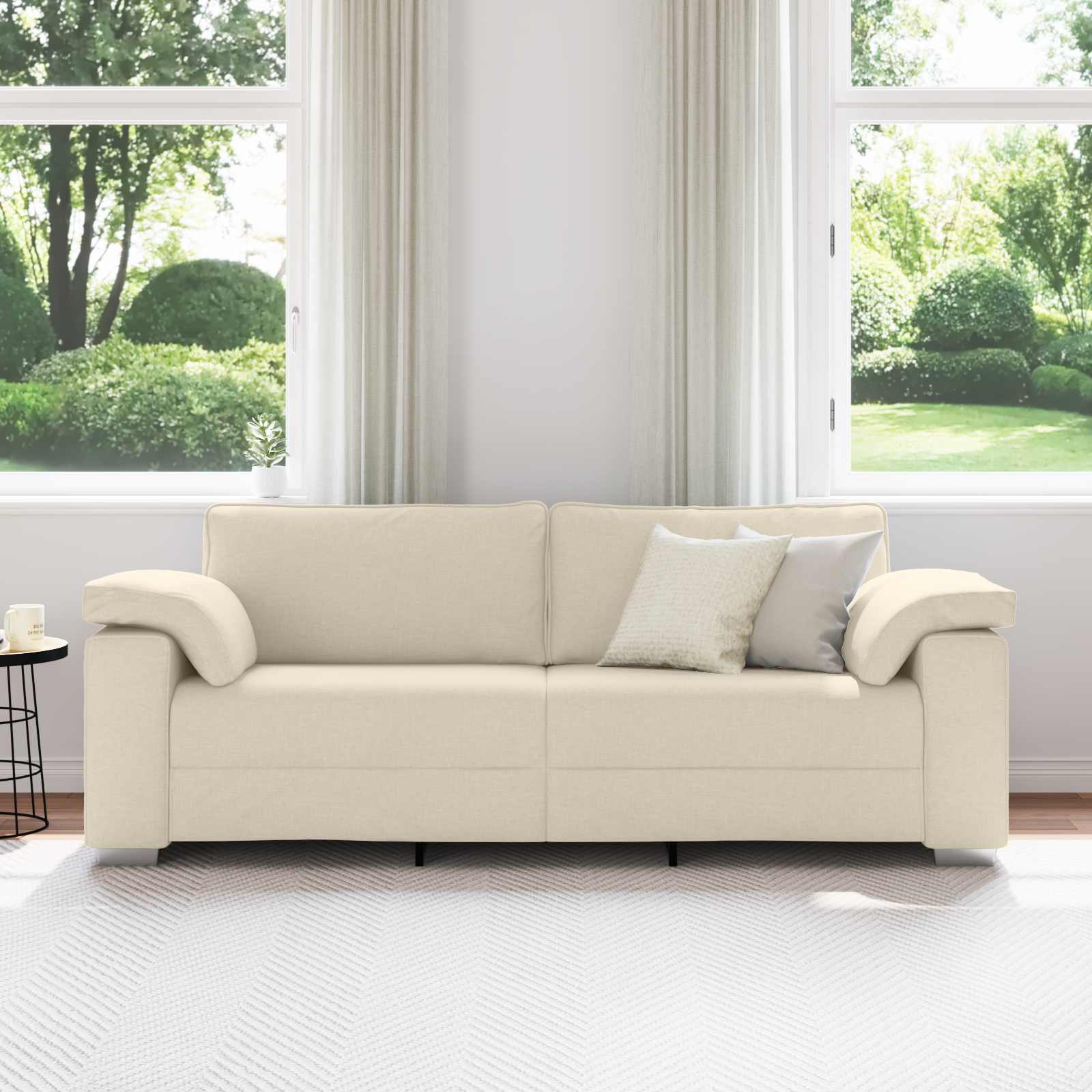 vidaXL Sofa 3-osobowa Beżowy 220 cm Tkanina lniana