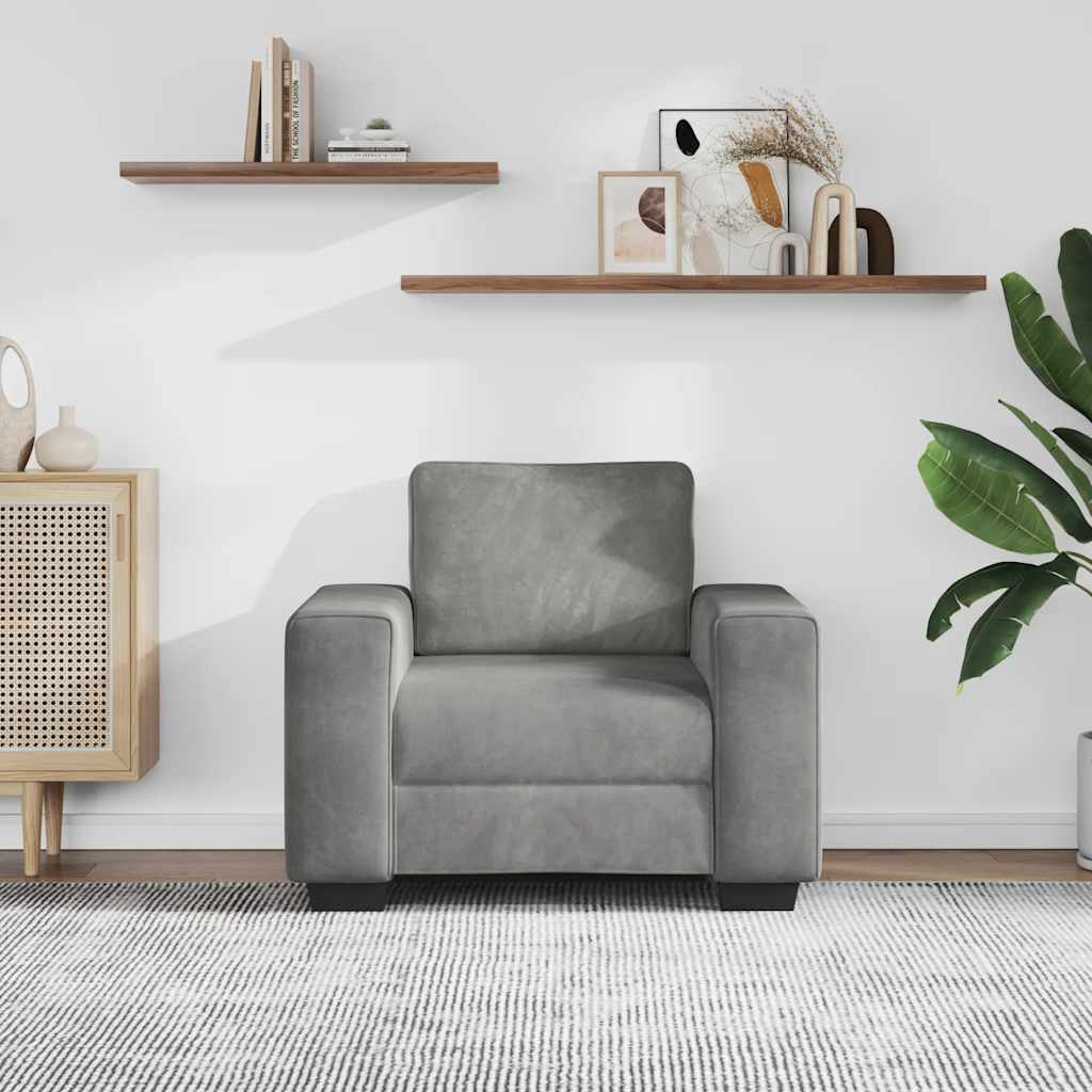 vidaXL Sofa Fotel Jasnoszary 100x77x82 cm Aksamit