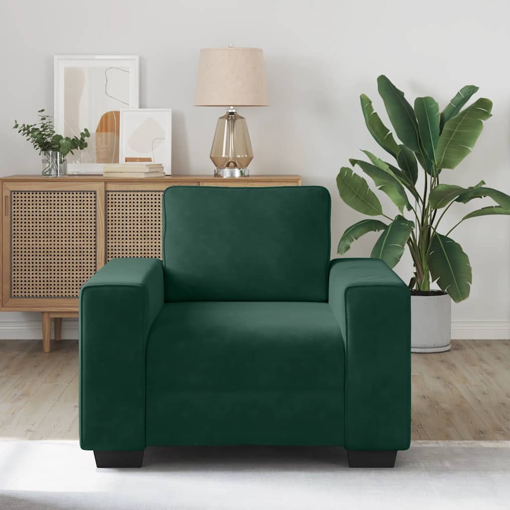 vidaXL Sofa Fotel Ciemnozielony 100x77x82 cm Aksamit