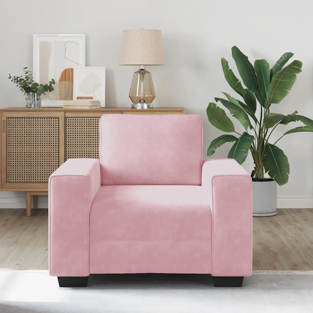 vidaXL Sofa Fotel Różowy 100x77x82 cm Aksamit