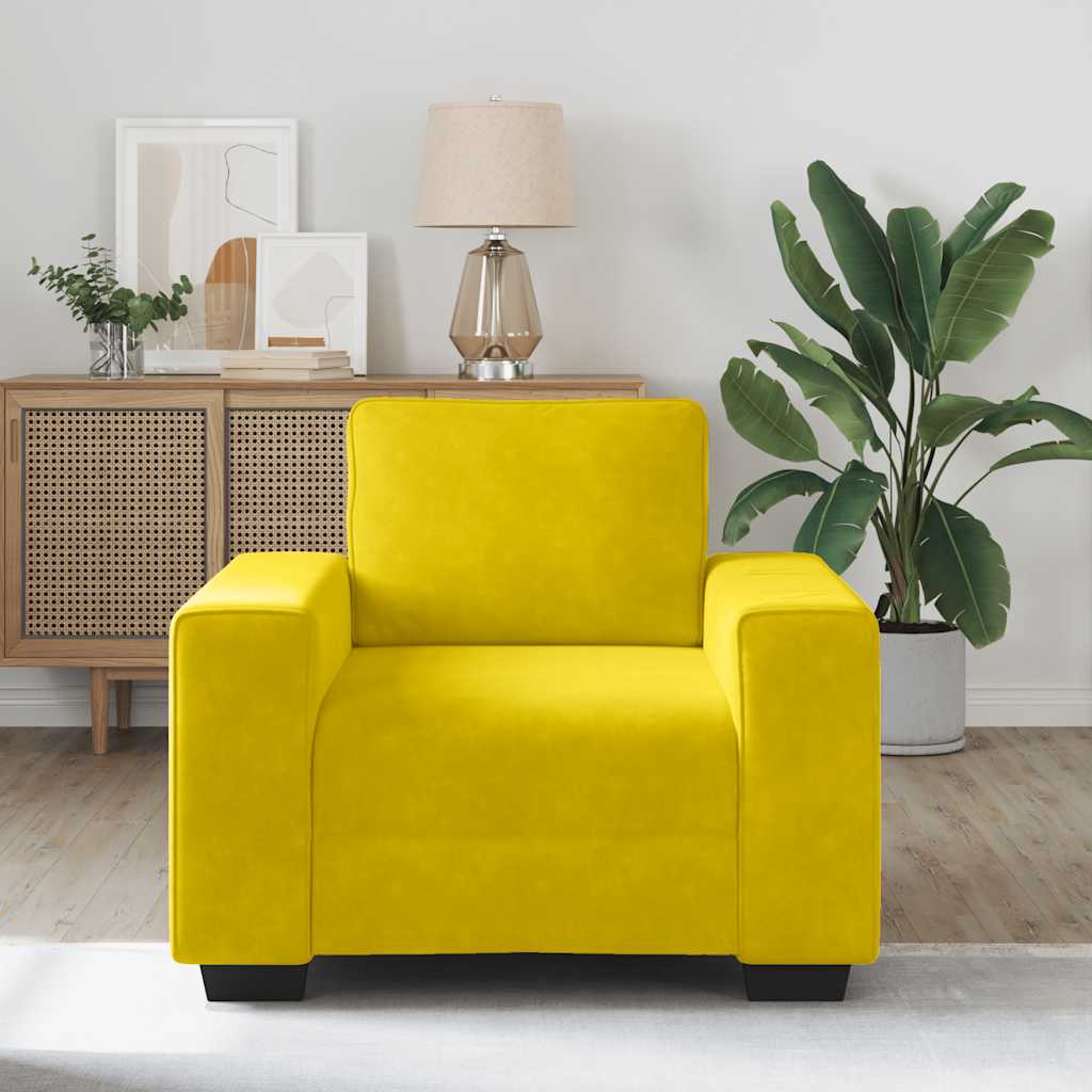 vidaXL Sofa Fotel Żółty 100x77x82 cm Aksamit