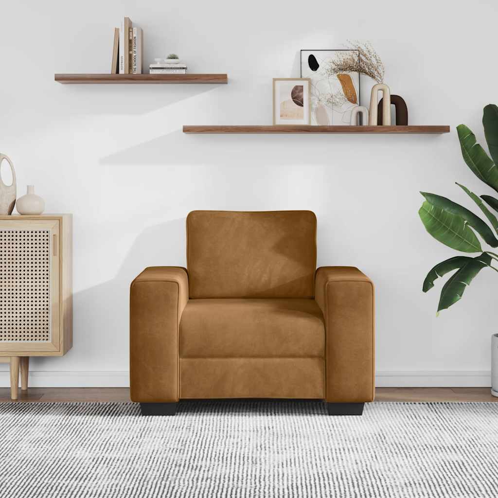 vidaXL Sofa Fotel Brązowy 100x77x82 cm Aksamit